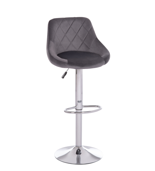 Σκαμπό Bar Γκρι Βελούδο - Inox